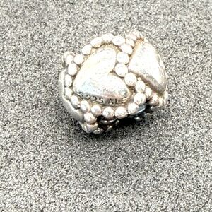 Pandora Retired Sterling Silver Beaded Hearts Charm 925 ALE